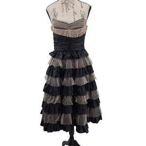 Betsy Johnson Vintage 90's formal dress black gold Sz 8 goth Witchy Fairy grunge